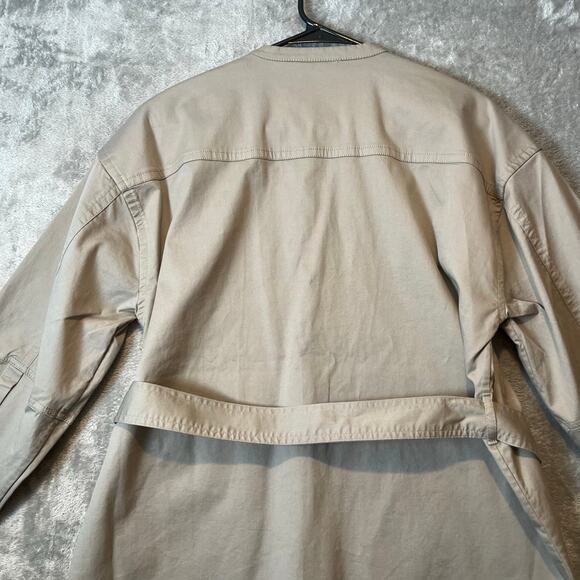 ATM Anthony Thomas Melillo Collarless Twill Belted Shirt Jacket Size Small Khaki - Picture 7 of 8